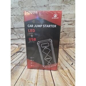 ACMOUNT Car jump Starter With LED Flashlight And USB Battery Pack - Black - NEW